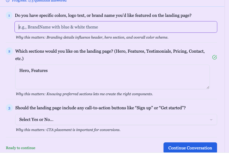 AI asking smart questions to understand your business needs